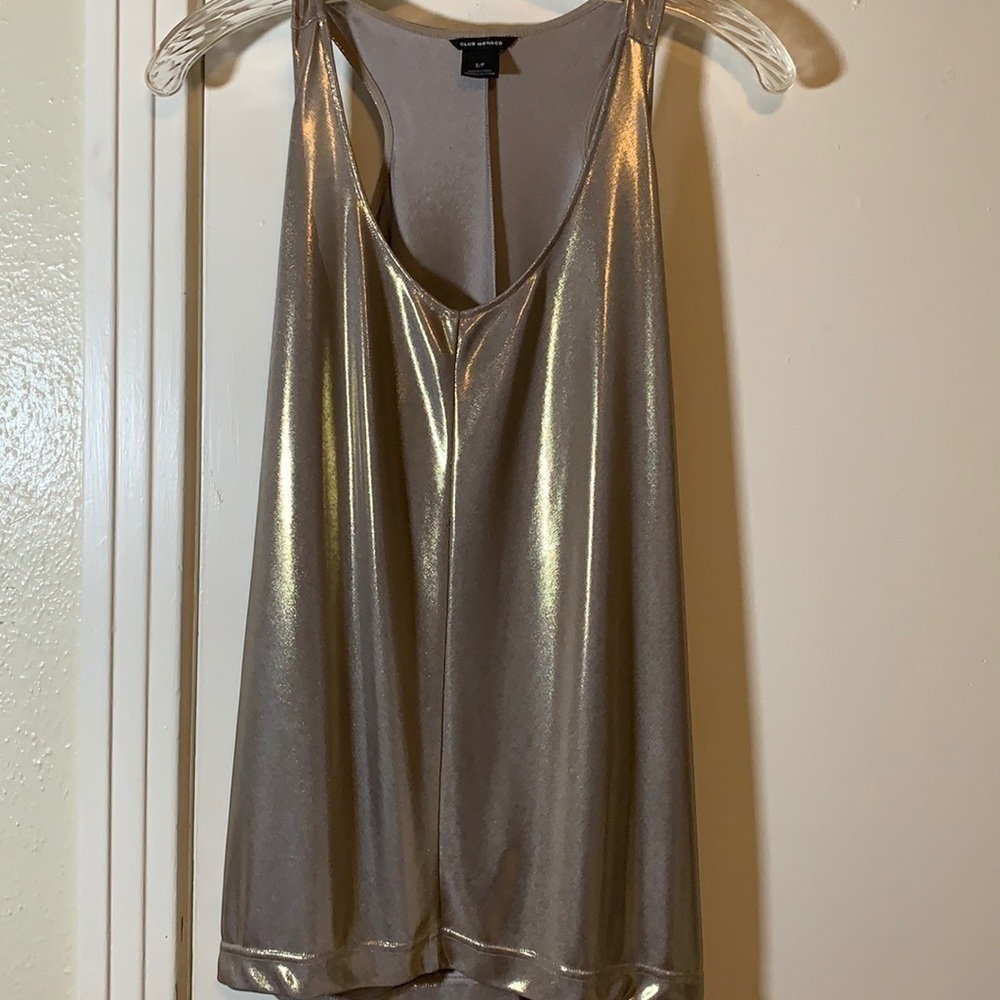 Club Monaco Racerback Gold Metallic Tank, S